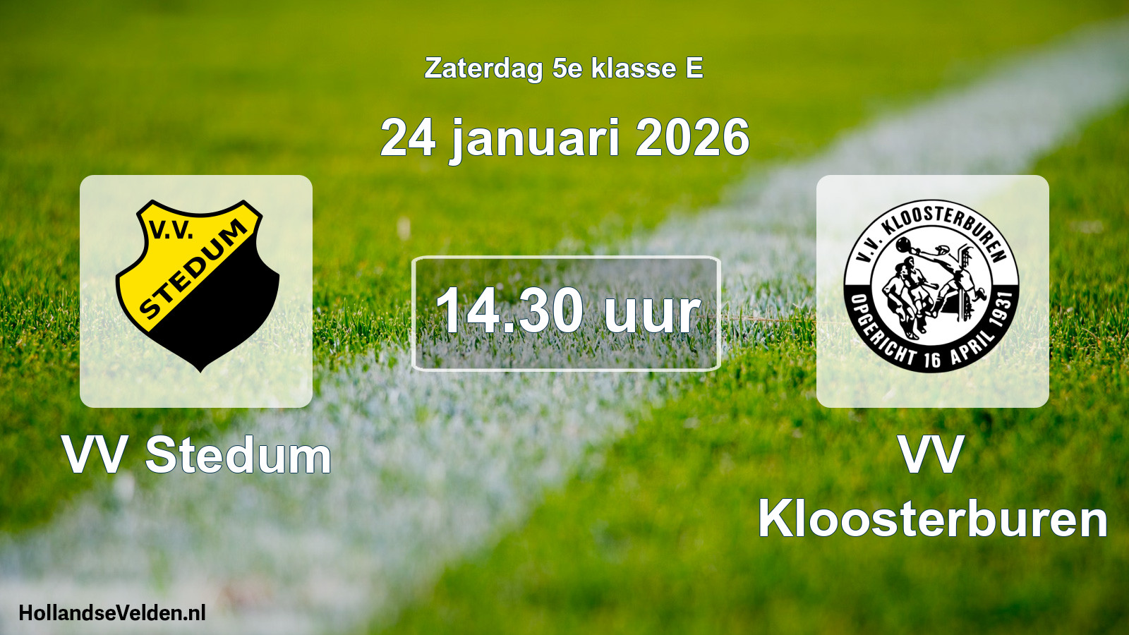 Geplande wedstrijd: VV Stedum - VV Kloosterburen (24 januari 2026)