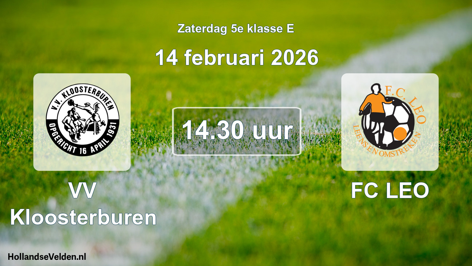 Geplande wedstrijd: VV Kloosterburen - FC LEO (14 februari 2026)