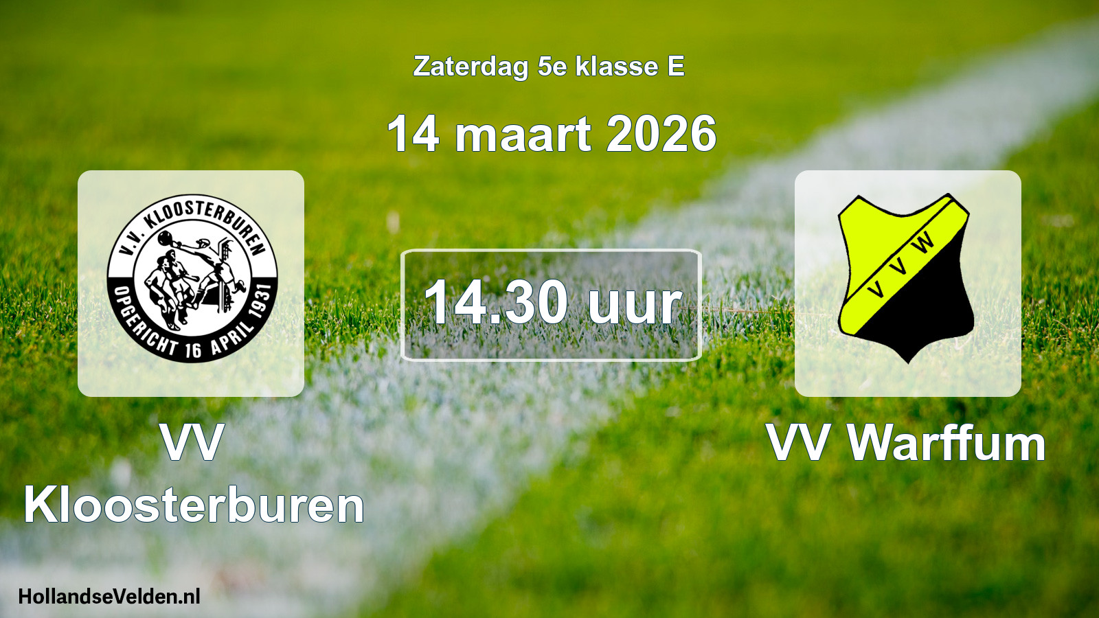 Geplande wedstrijd: VV Kloosterburen - VV Warffum (14 maart 2026)