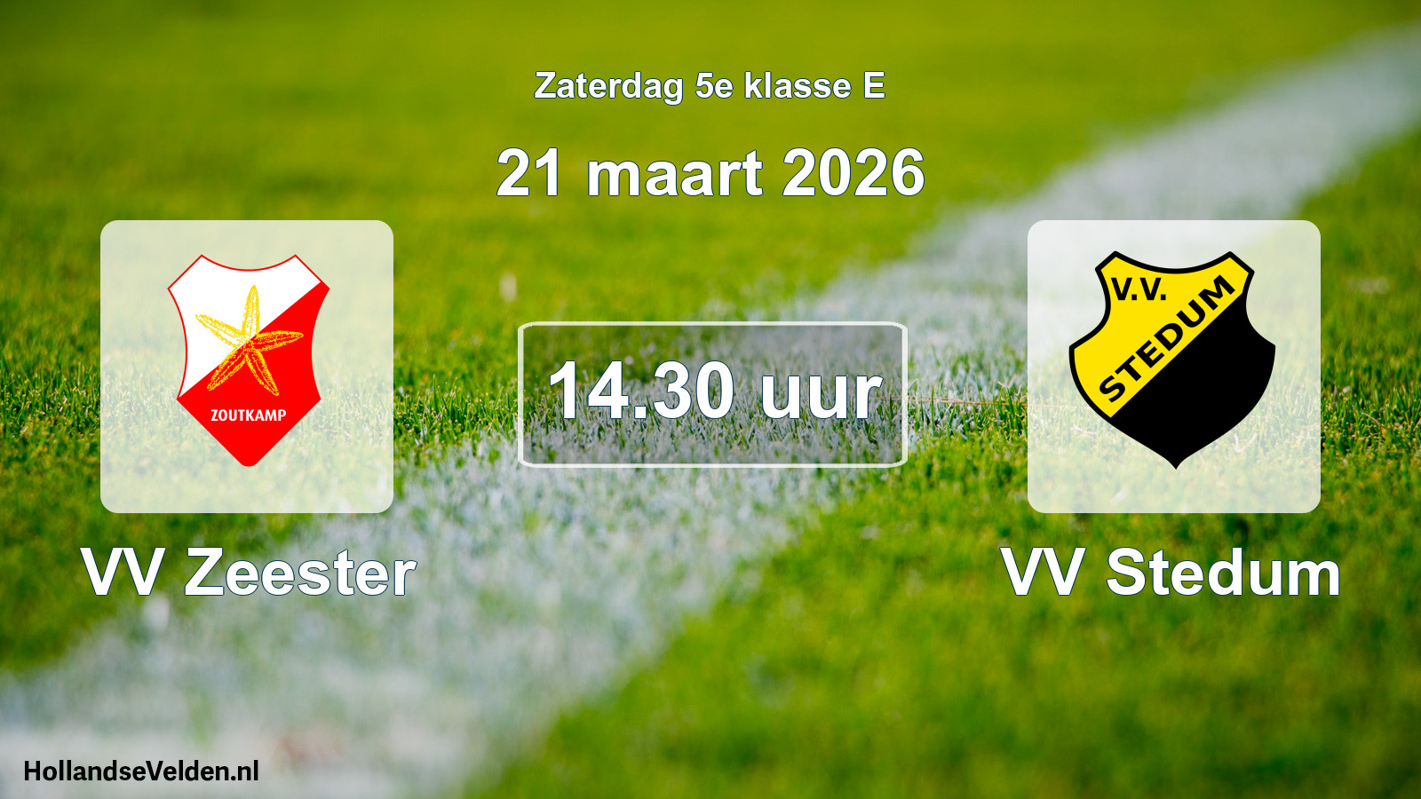 Geplande wedstrijd: VV Zeester - VV Stedum (21 maart 2026)