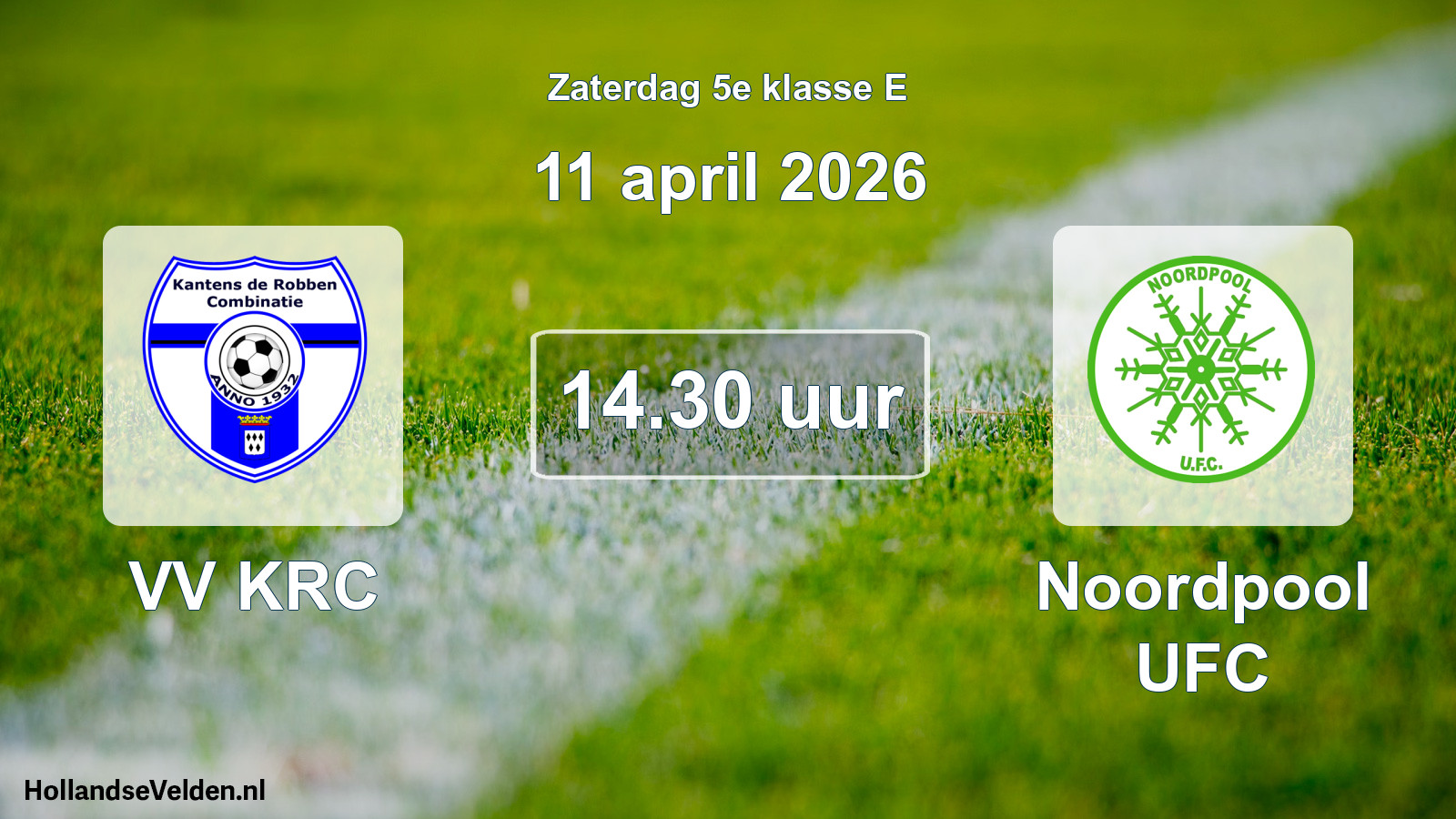 Geplande wedstrijd: VV KRC - Noordpool UFC (11 april 2026)