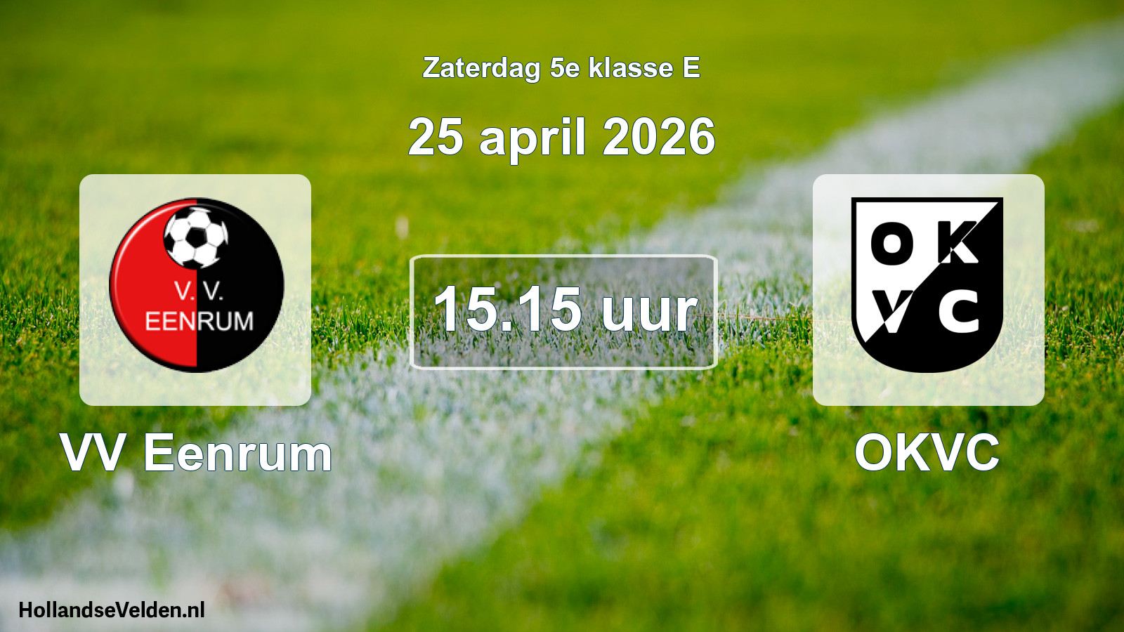 Geplande wedstrijd: VV Eenrum - OKVC (25 april 2026)