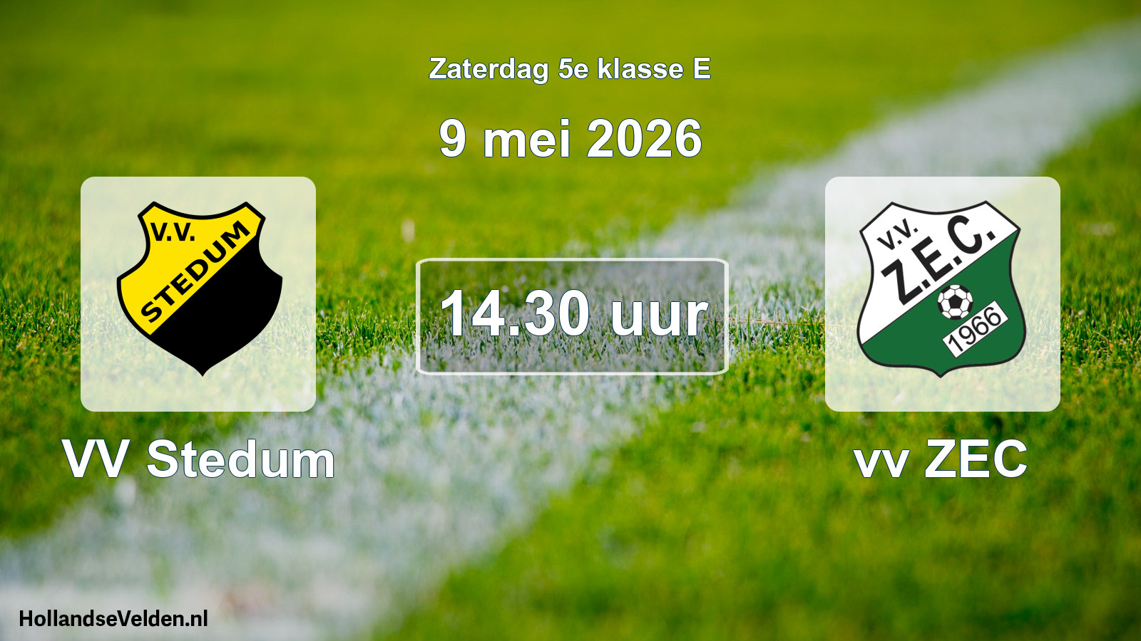 Geplande wedstrijd: VV Stedum - vv ZEC (9 mei 2026)