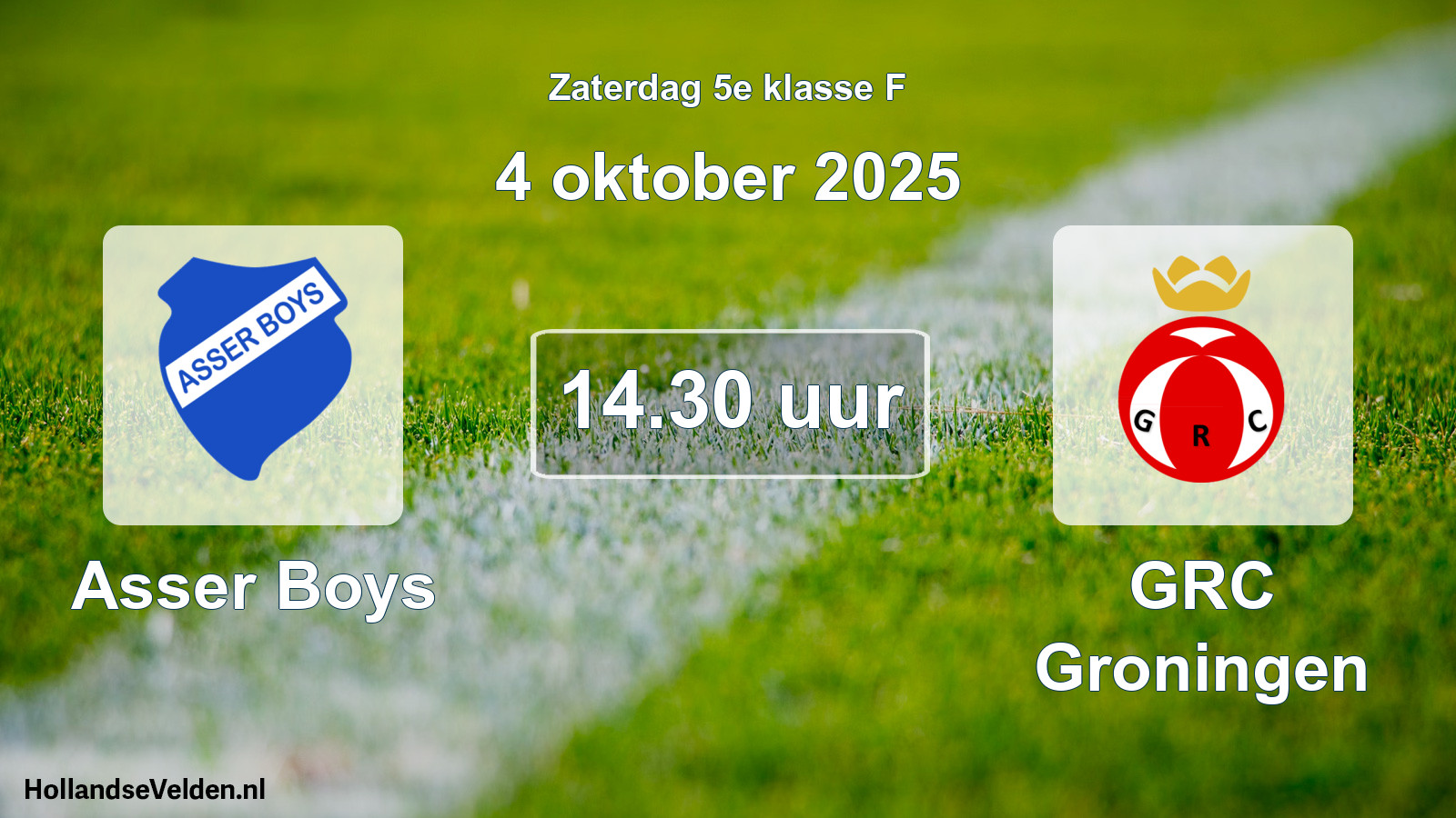 Scheduled Match: Asser Boys - GRC Groningen (4 October 2025)