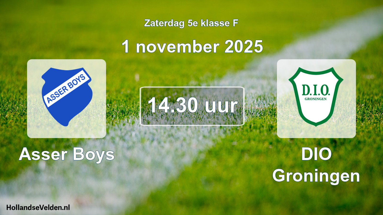 Geplande wedstrijd: Asser Boys - DIO Groningen (1 november 2025)
