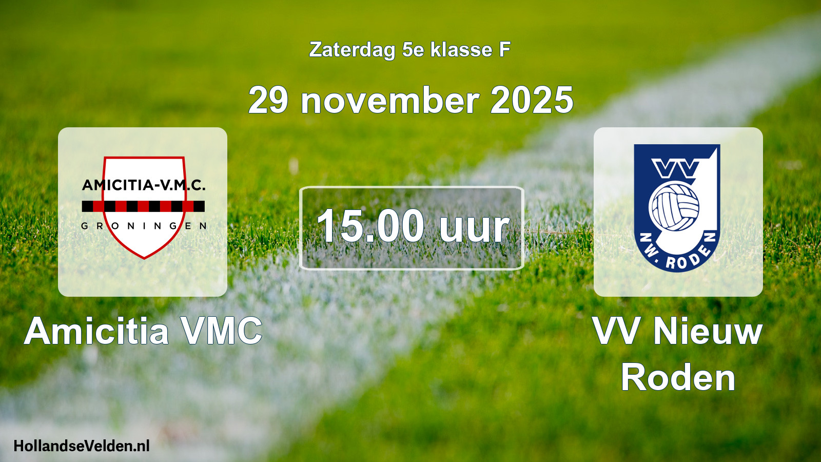 Scheduled Match: Amicitia VMC - VV Nieuw Roden (29 November 2025)