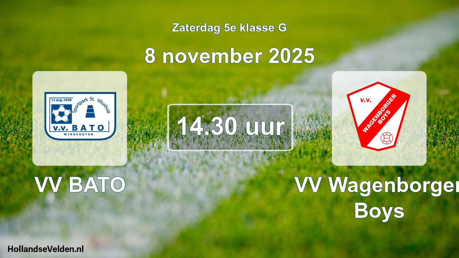 Scheduled Match: VV BATO - VV Wagenborger Boys (8 November 2025)