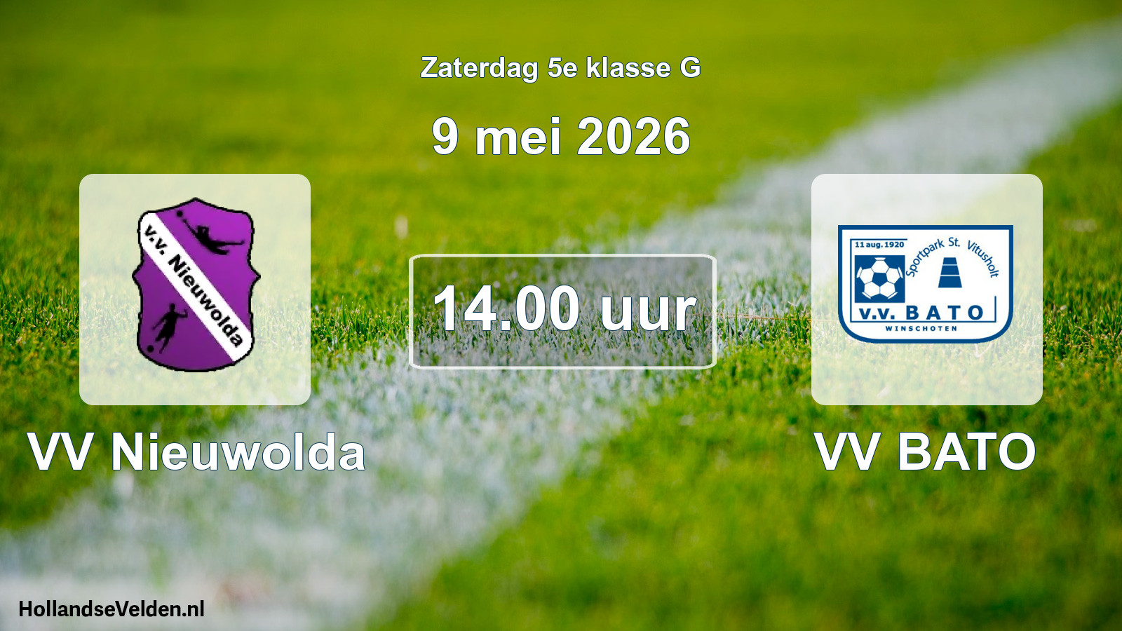 Geplande wedstrijd: VV Nieuwolda - VV BATO (9 mei 2026)