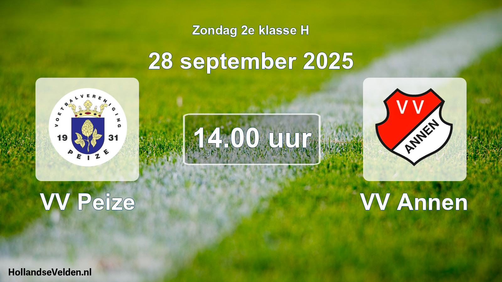 Geplande wedstrijd: VV Peize - VV Annen (28 september 2025)