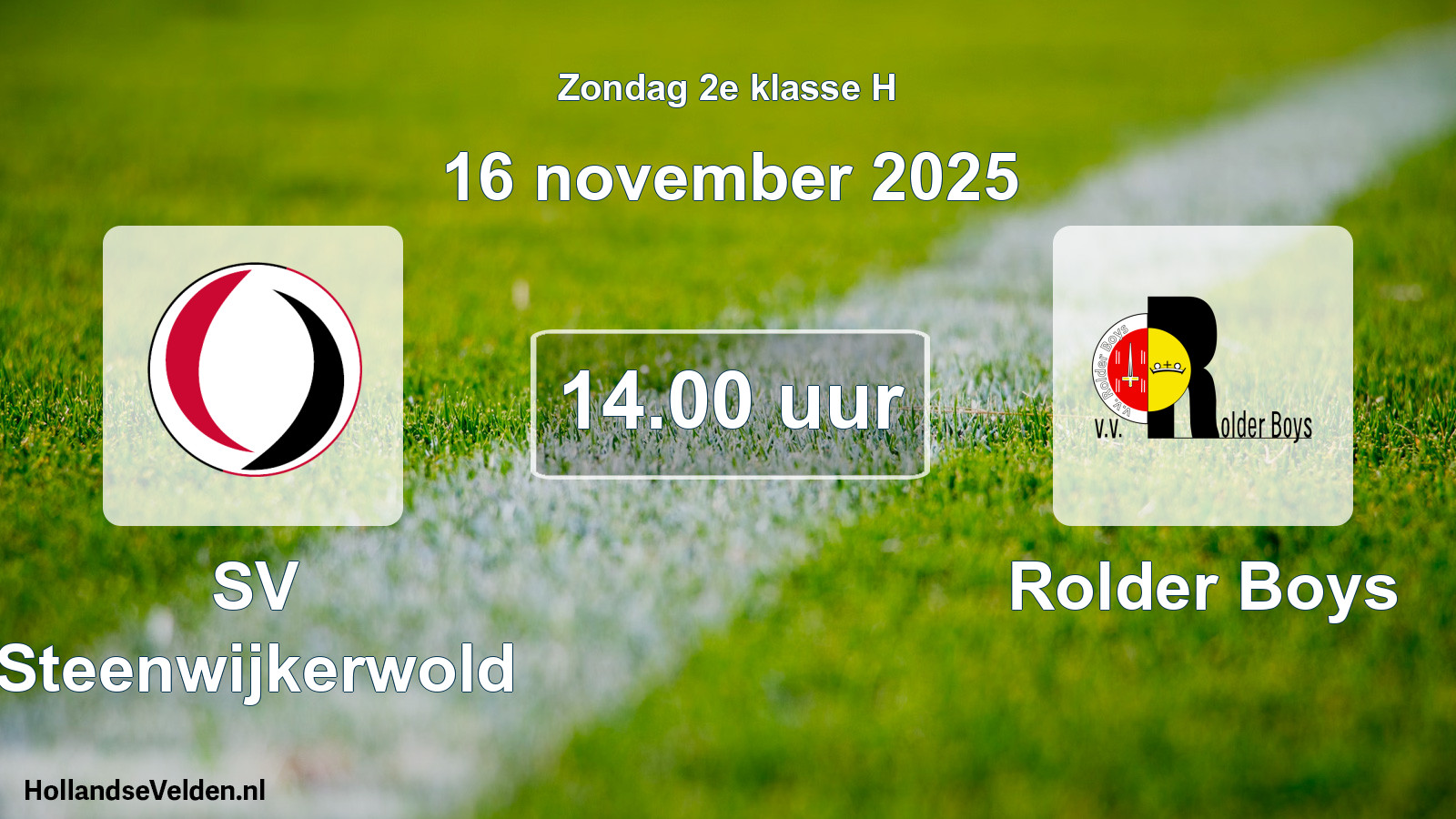 Geplande wedstrijd: SV Steenwijkerwold - Rolder Boys (16 november 2025)