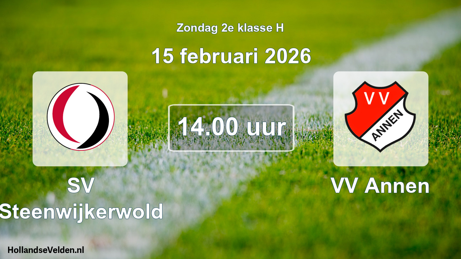 Geplande wedstrijd: SV Steenwijkerwold - VV Annen (15 februari 2026)