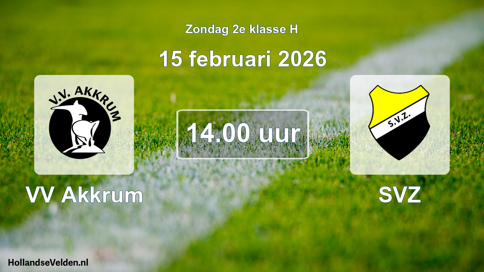 Geplande wedstrijd: VV Akkrum - SVZ (15 februari 2026)