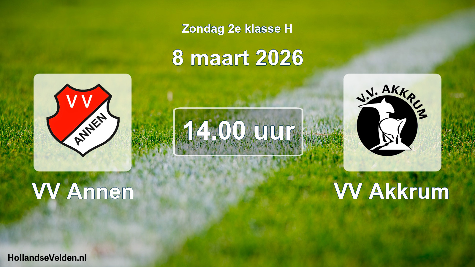 Geplande wedstrijd: VV Annen - VV Akkrum (8 maart 2026)