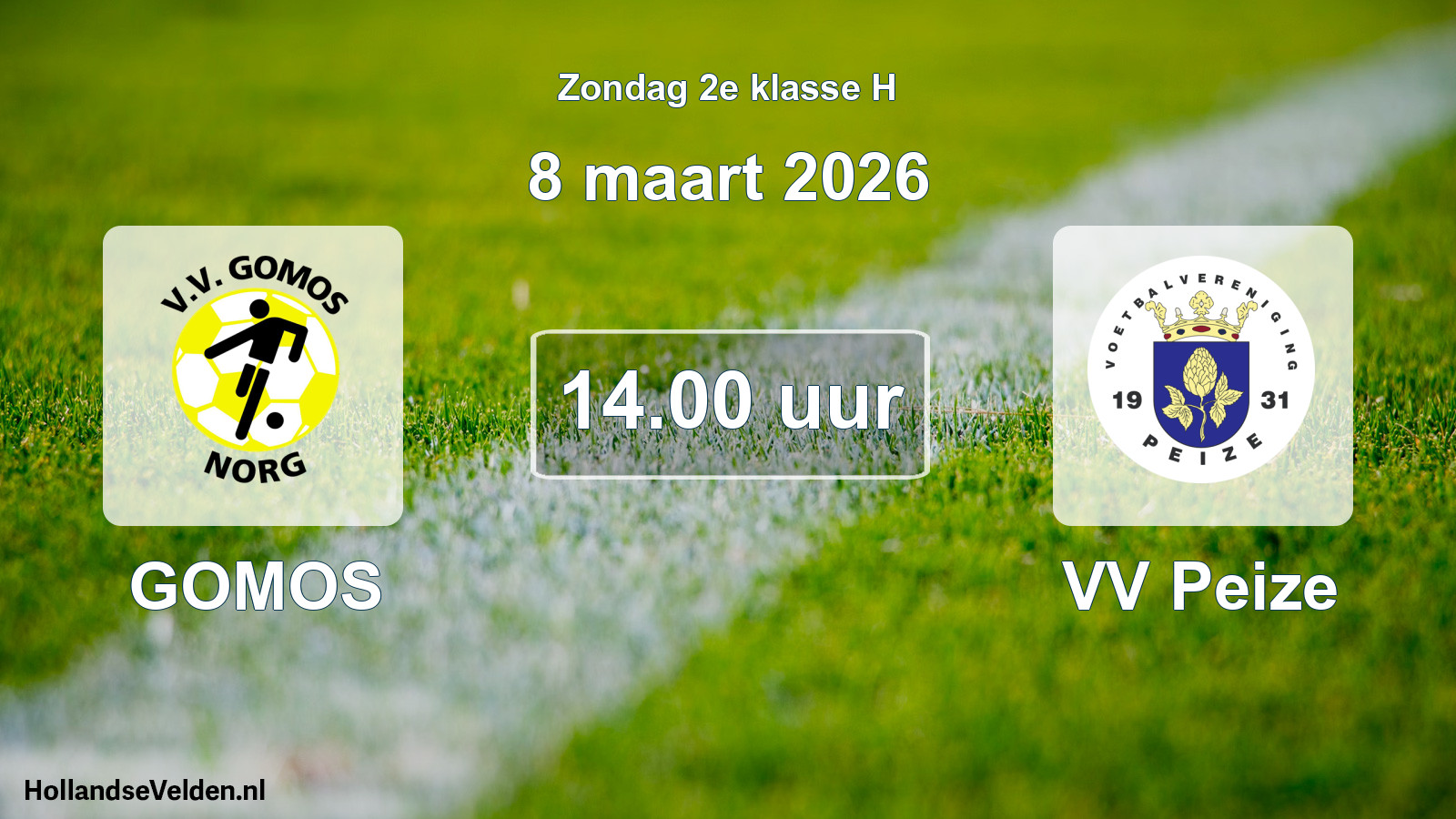 Geplande wedstrijd: GOMOS - VV Peize (8 maart 2026)