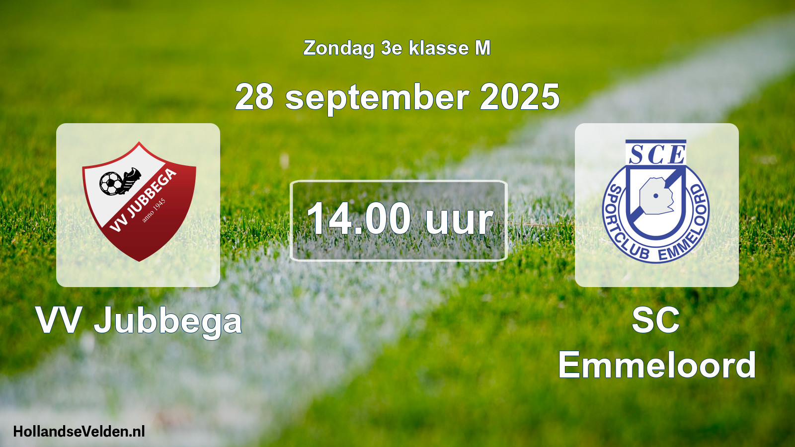 Geplande wedstrijd: VV Jubbega - SC Emmeloord (28 september 2025)