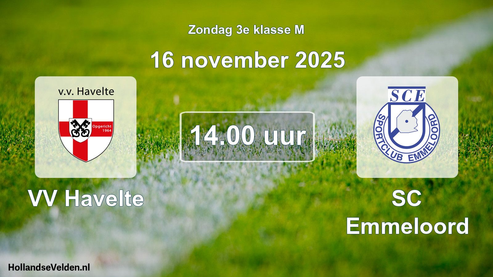 Geplande wedstrijd: VV Havelte - SC Emmeloord (16 november 2025)