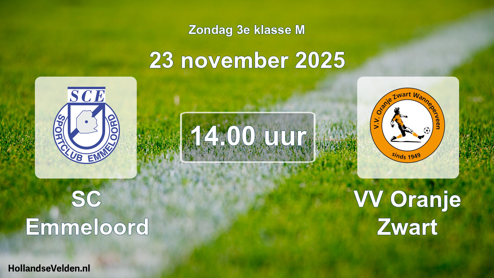 Geplande wedstrijd: SC Emmeloord - VV Oranje Zwart (23 november 2025)