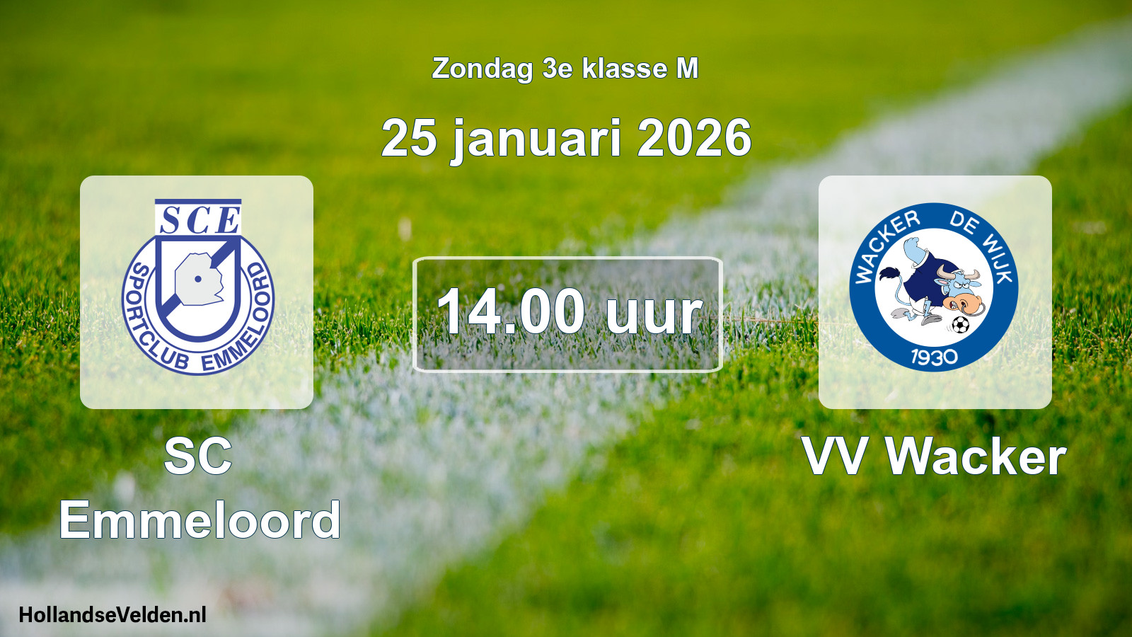 Geplande wedstrijd: SC Emmeloord - VV Wacker (25 januari 2026)