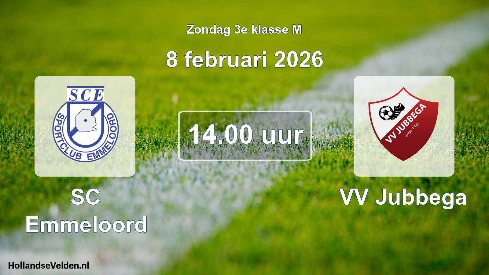 Geplande wedstrijd: SC Emmeloord - VV Jubbega (8 februari 2026)