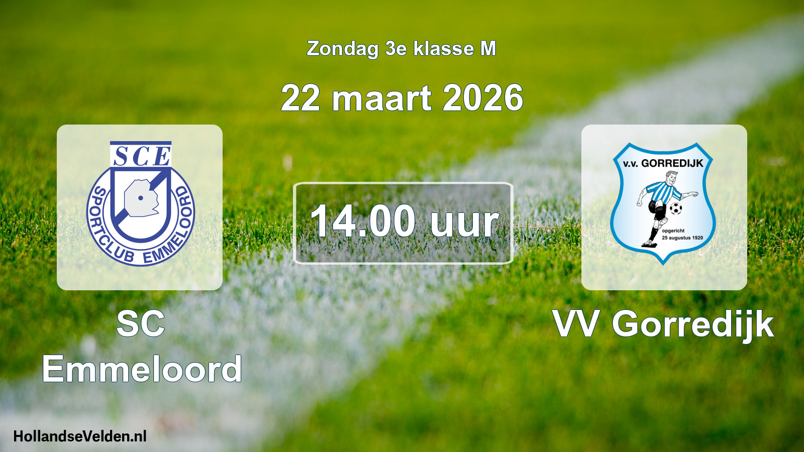 Geplande wedstrijd: SC Emmeloord - VV Gorredijk (22 maart 2026)