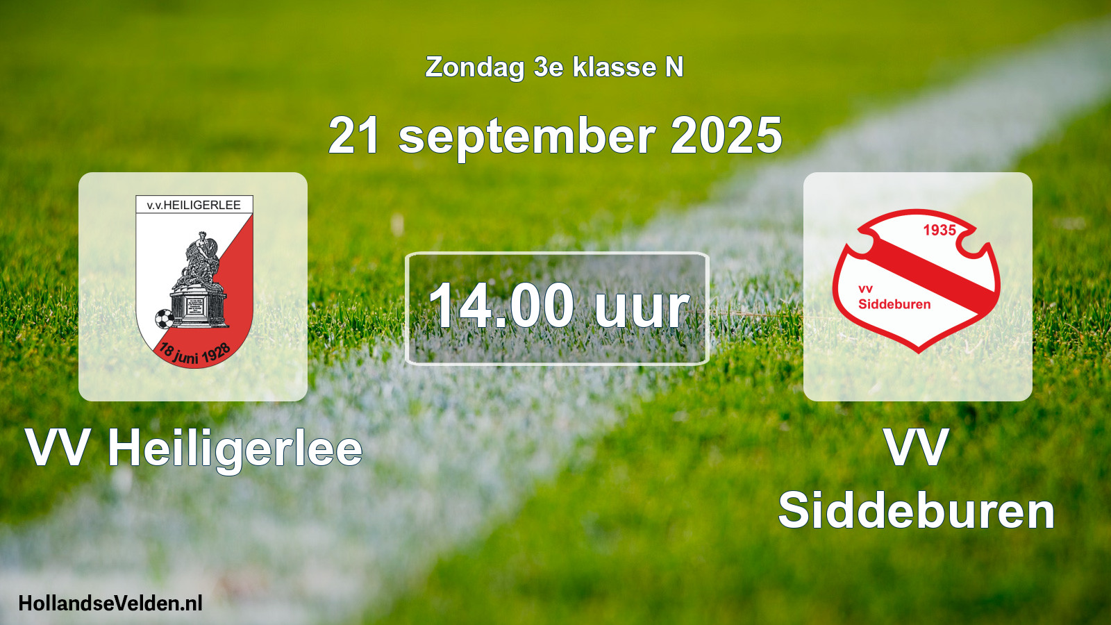 Scheduled Match: VV Heiligerlee - VV Siddeburen (21 September 2025)