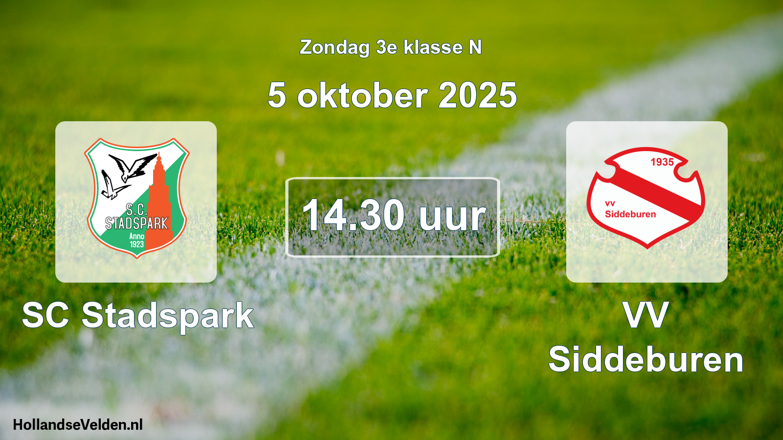 Geplande wedstrijd: SC Stadspark - VV Siddeburen (5 oktober 2025)