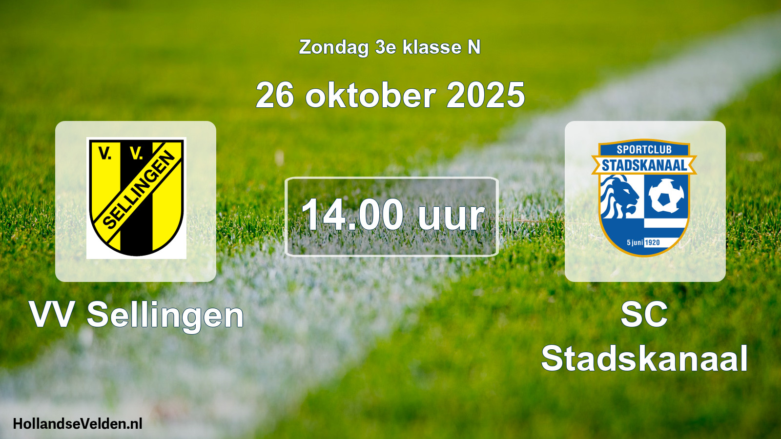 Scheduled Match: VV Sellingen - SC Stadskanaal (26 October 2025)