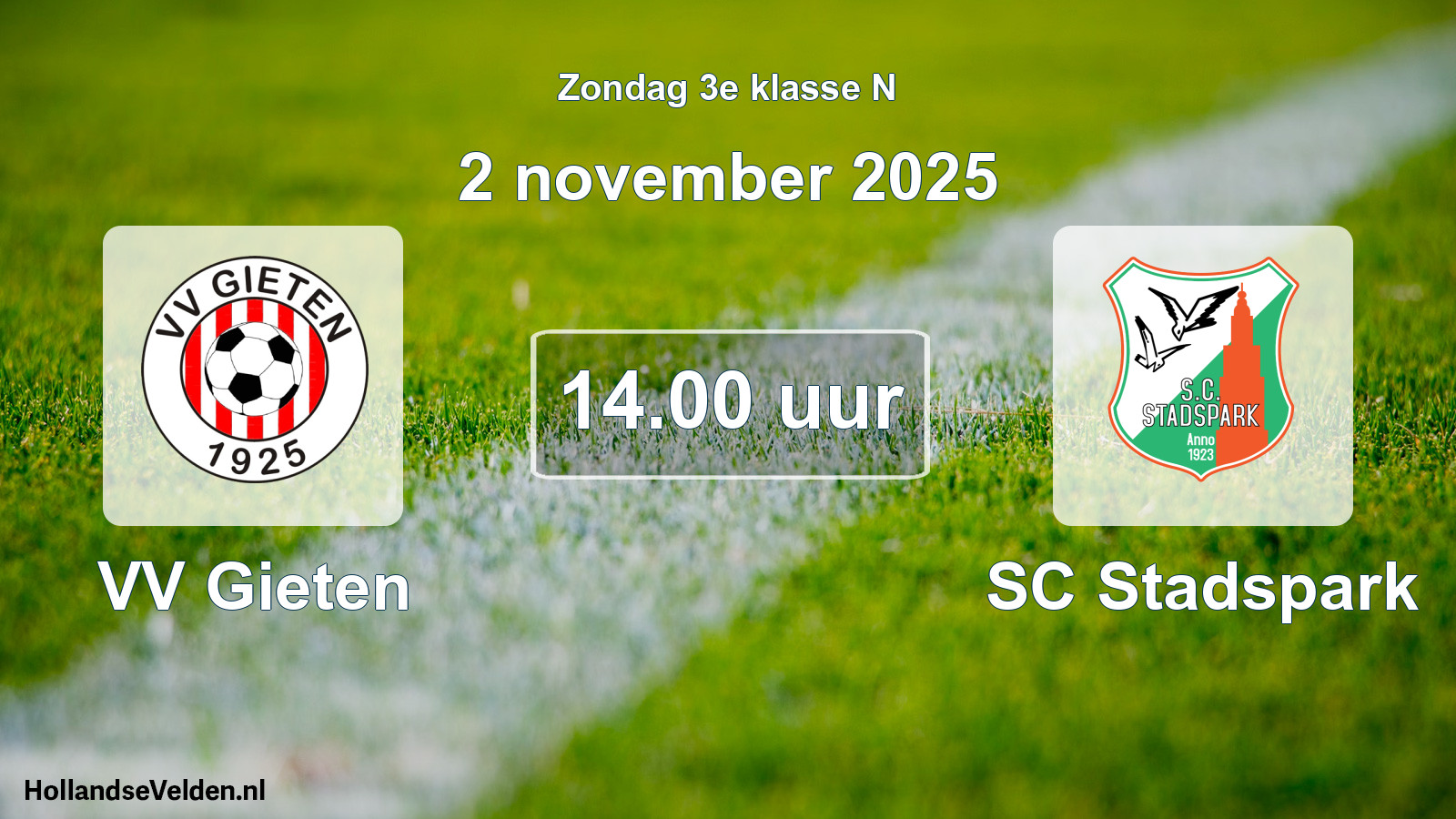 Scheduled Match: VV Gieten - SC Stadspark (2 November 2025)