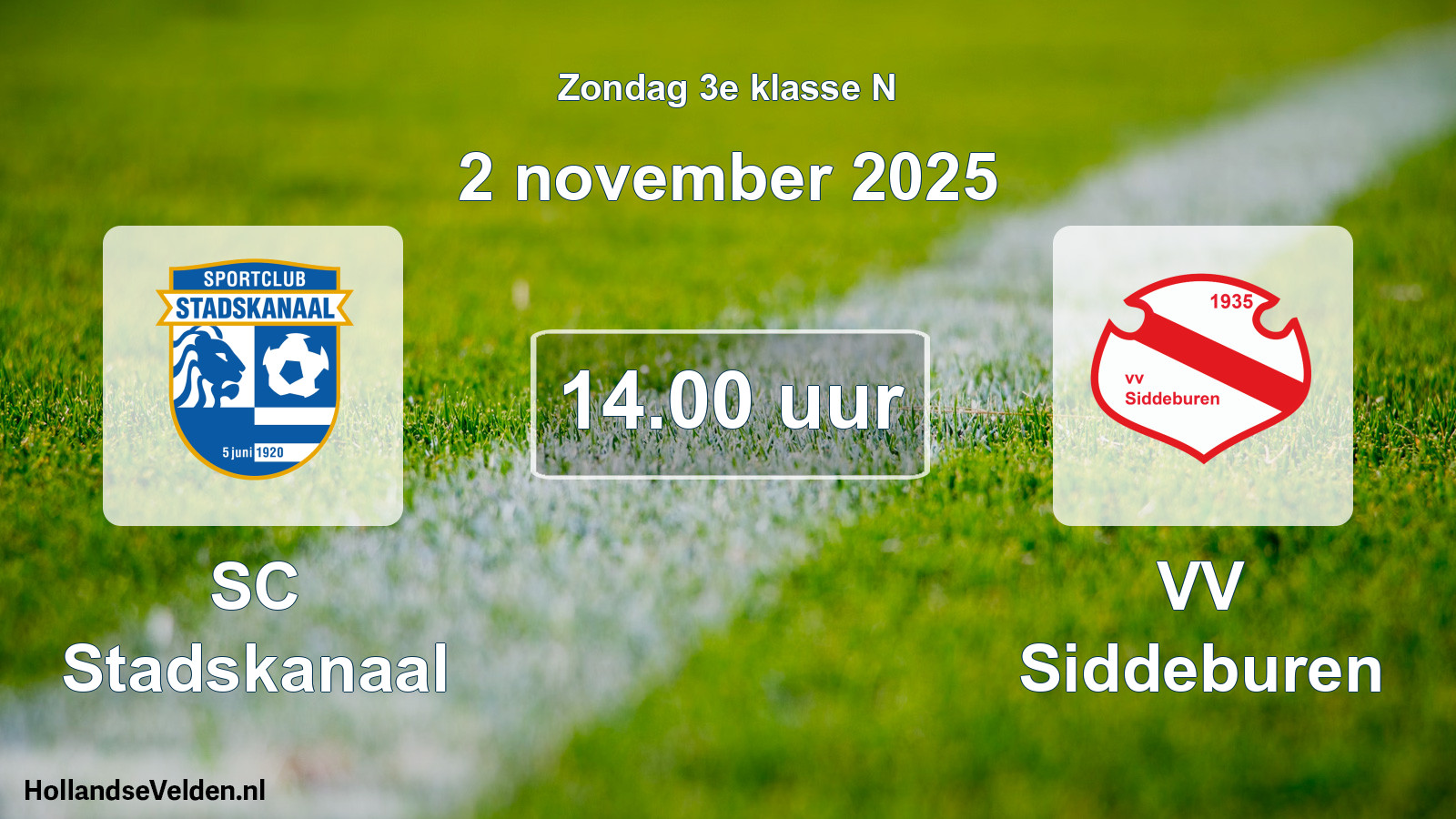 Scheduled Match: SC Stadskanaal - VV Siddeburen (2 November 2025)