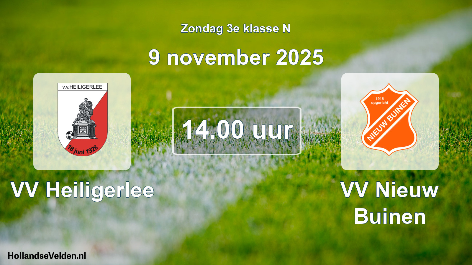 Scheduled Match: VV Heiligerlee - VV Nieuw Buinen (9 November 2025)