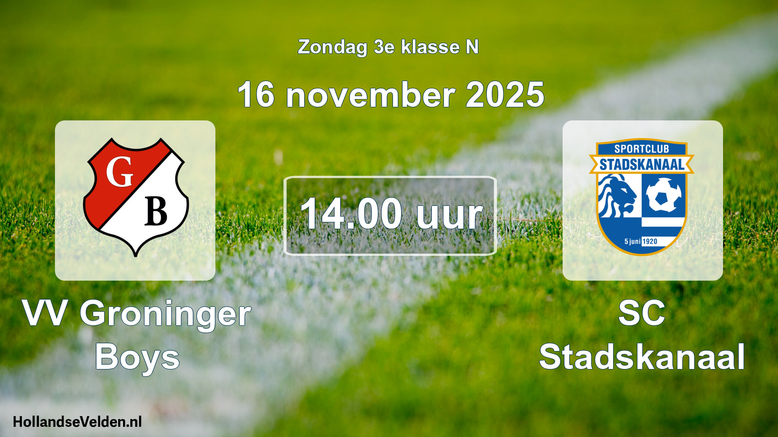 Scheduled Match: VV Groninger Boys - SC Stadskanaal (16 November 2025)