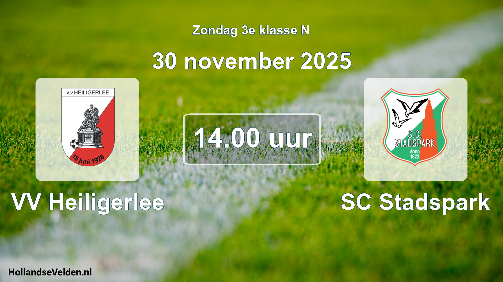 Scheduled Match: VV Heiligerlee - SC Stadspark (30 November 2025)
