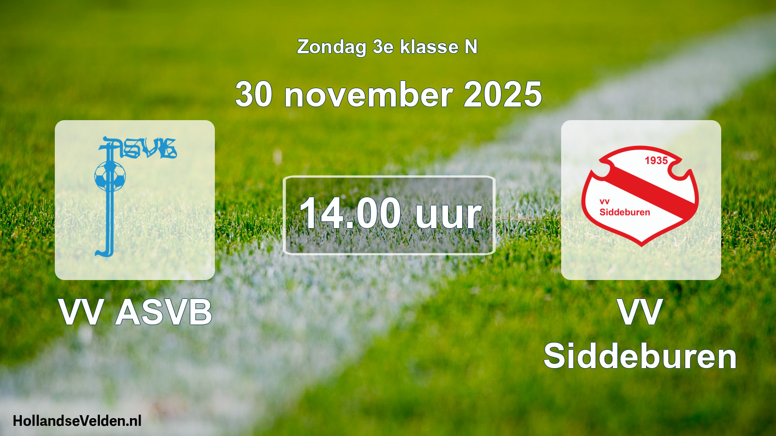 Scheduled Match: VV ASVB - VV Siddeburen (30 November 2025)