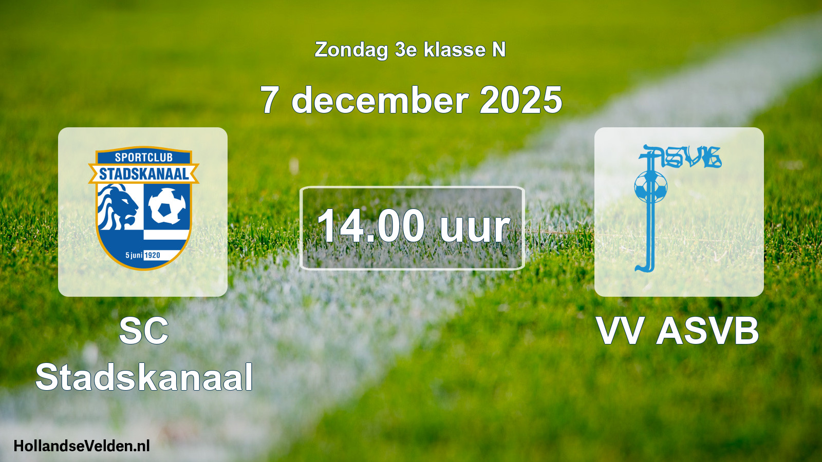 Scheduled Match: SC Stadskanaal - VV ASVB (7 December 2025)