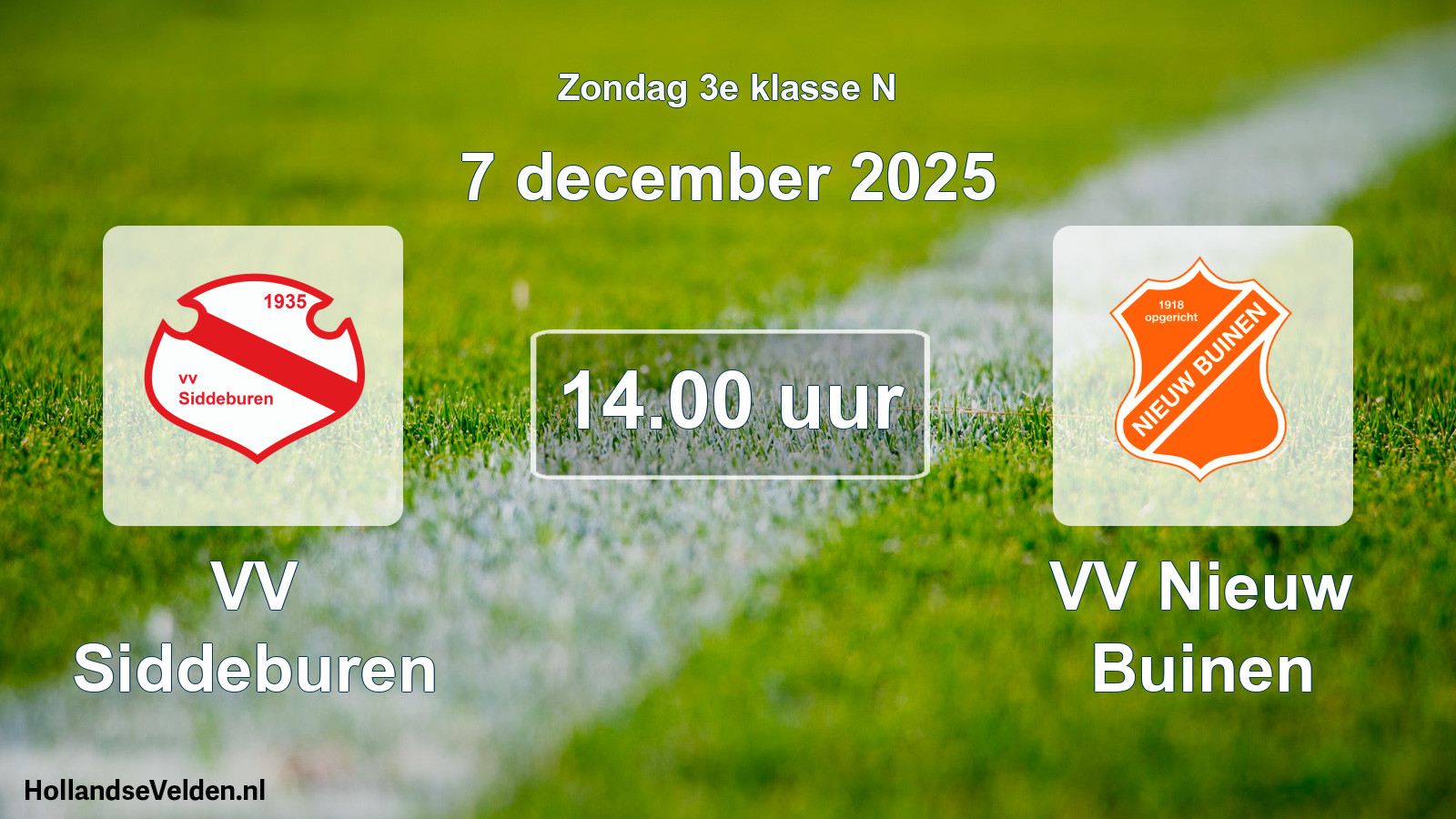 Scheduled Match: VV Siddeburen - VV Nieuw Buinen (7 December 2025)