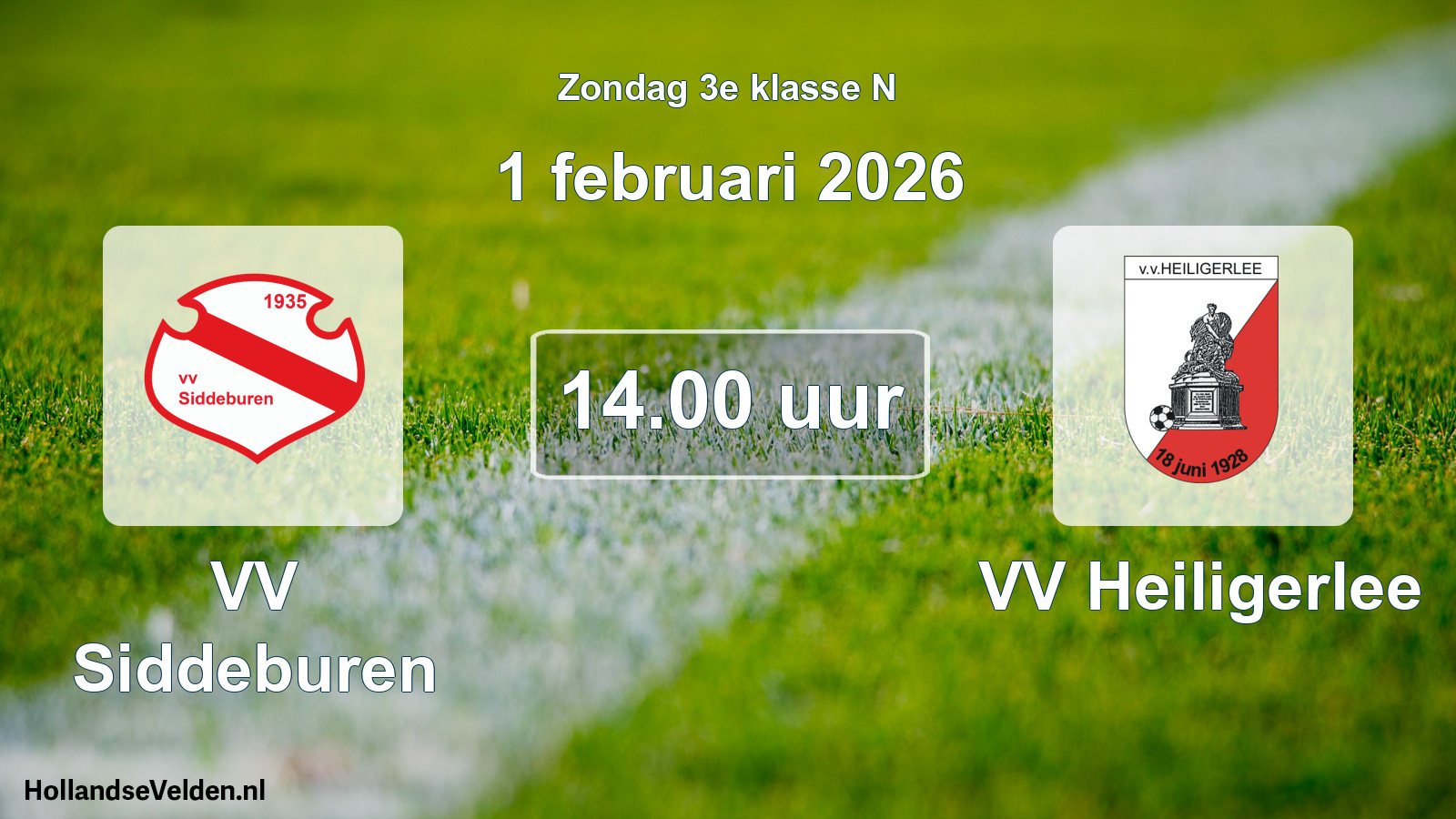 Scheduled Match: VV Siddeburen - VV Heiligerlee (1 February 2026)