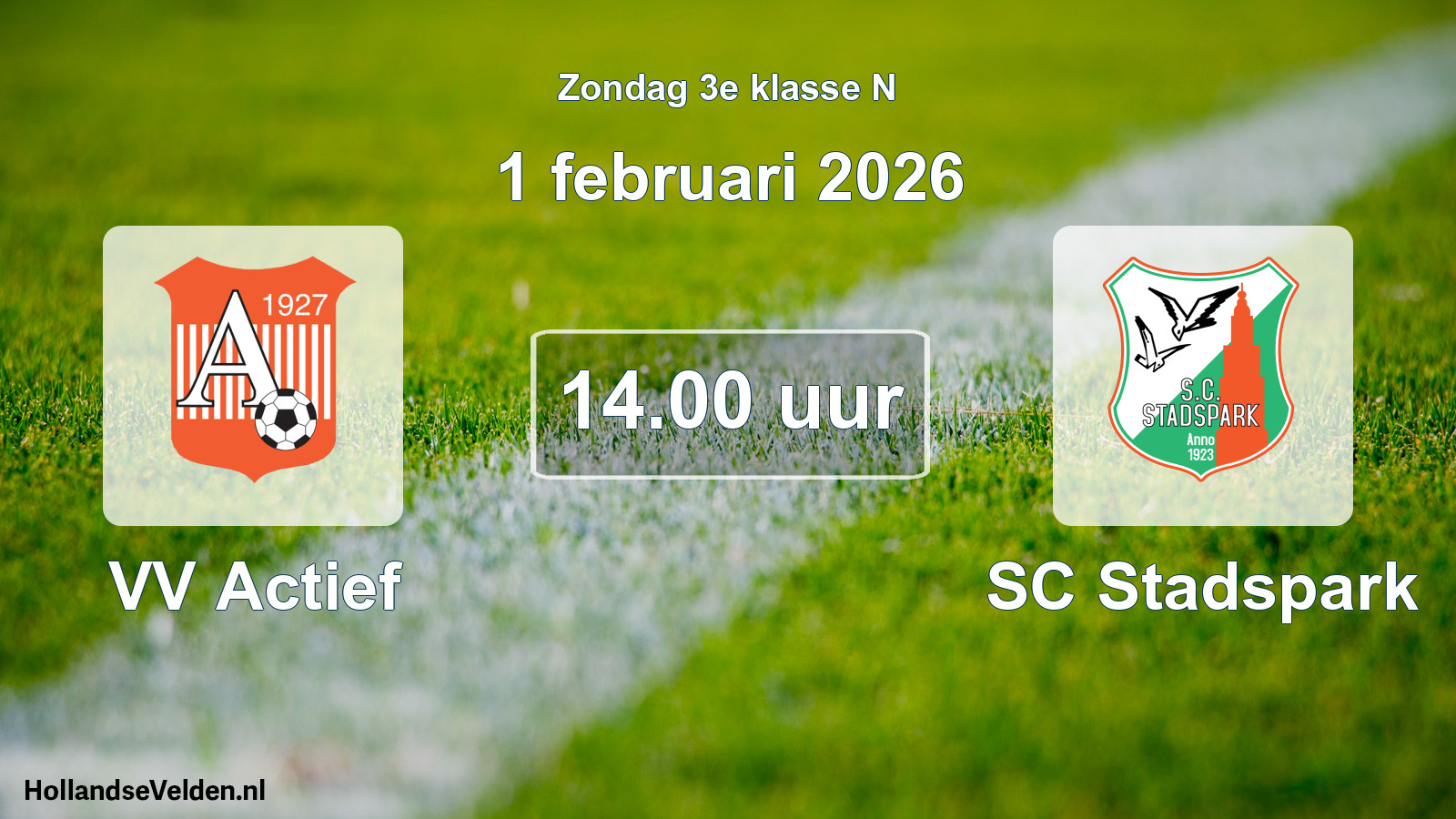 Geplande wedstrijd: VV Actief - SC Stadspark (1 februari 2026)
