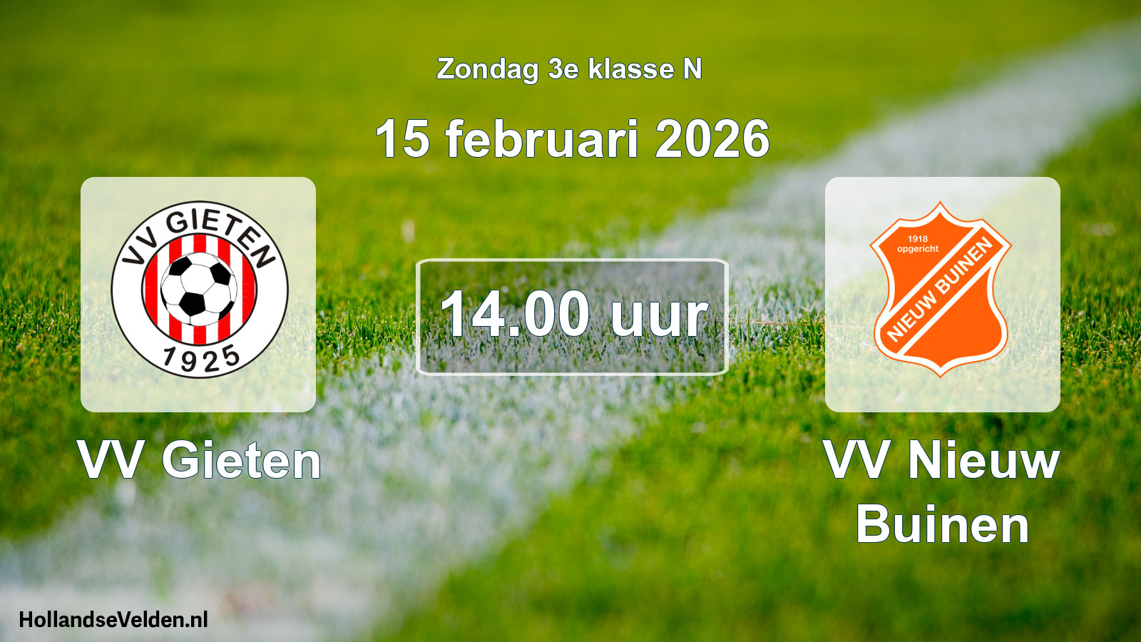 Scheduled Match: VV Gieten - VV Nieuw Buinen (15 February 2026)