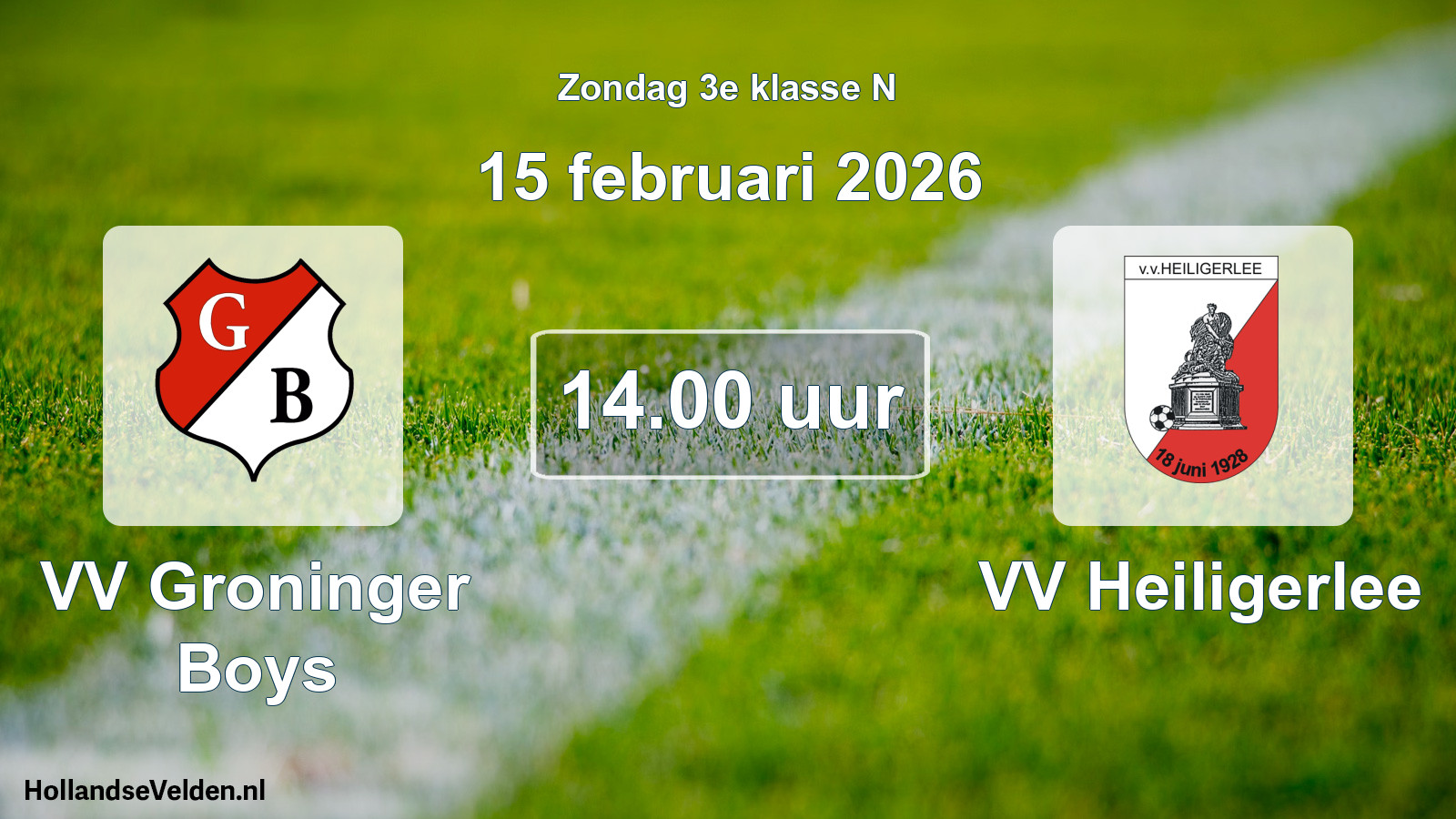 Scheduled Match: VV Groninger Boys - VV Heiligerlee (15 February 2026)