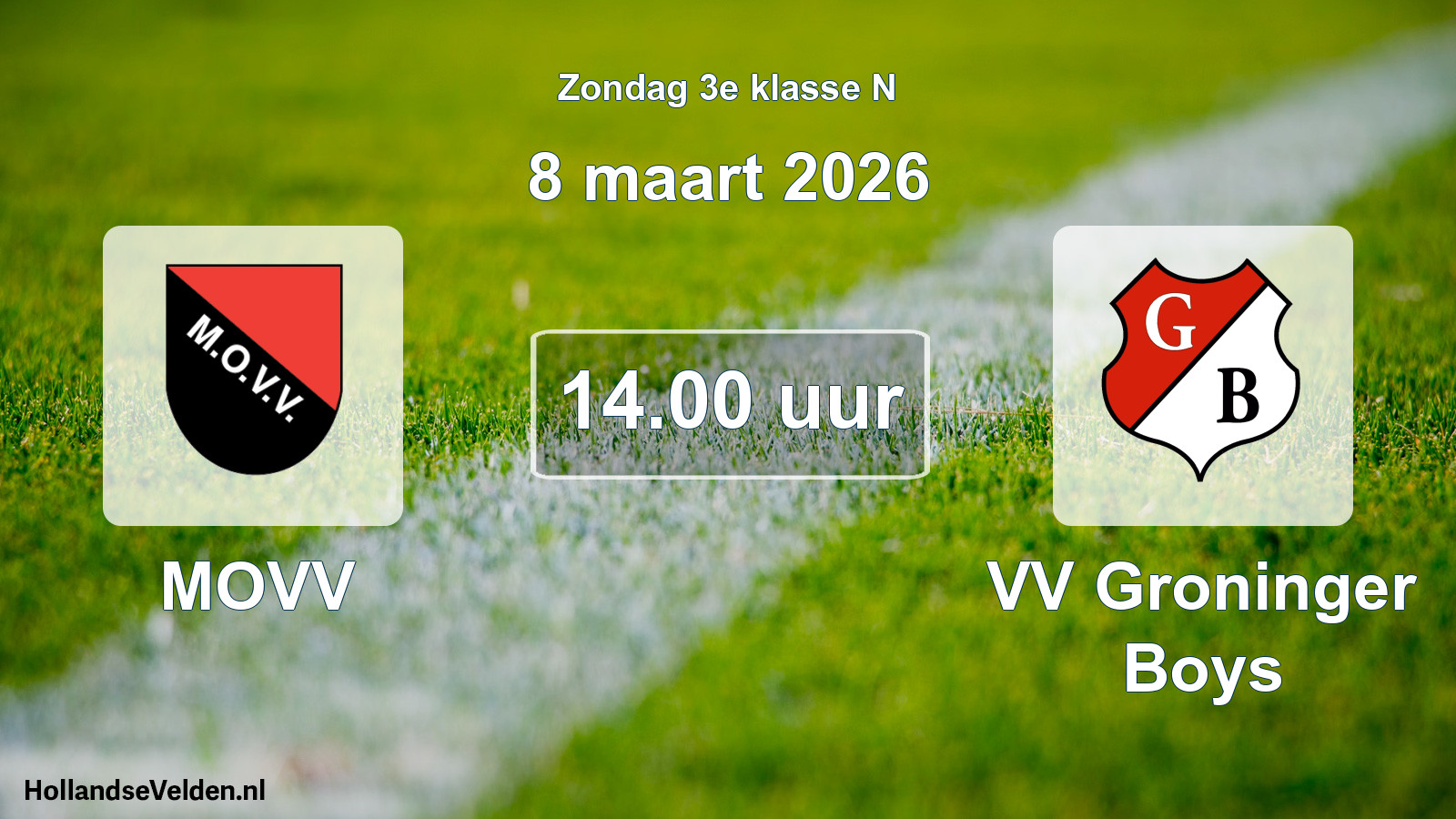 Scheduled Match: MOVV - VV Groninger Boys (8 March 2026)