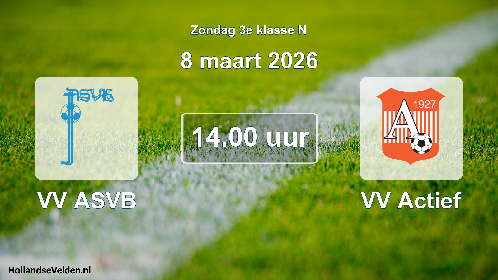 Geplande wedstrijd: VV ASVB - VV Actief (8 maart 2026)