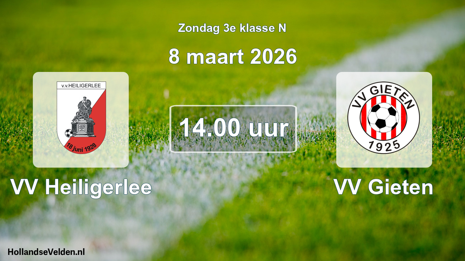 Geplande wedstrijd: VV Heiligerlee - VV Gieten (8 maart 2026)