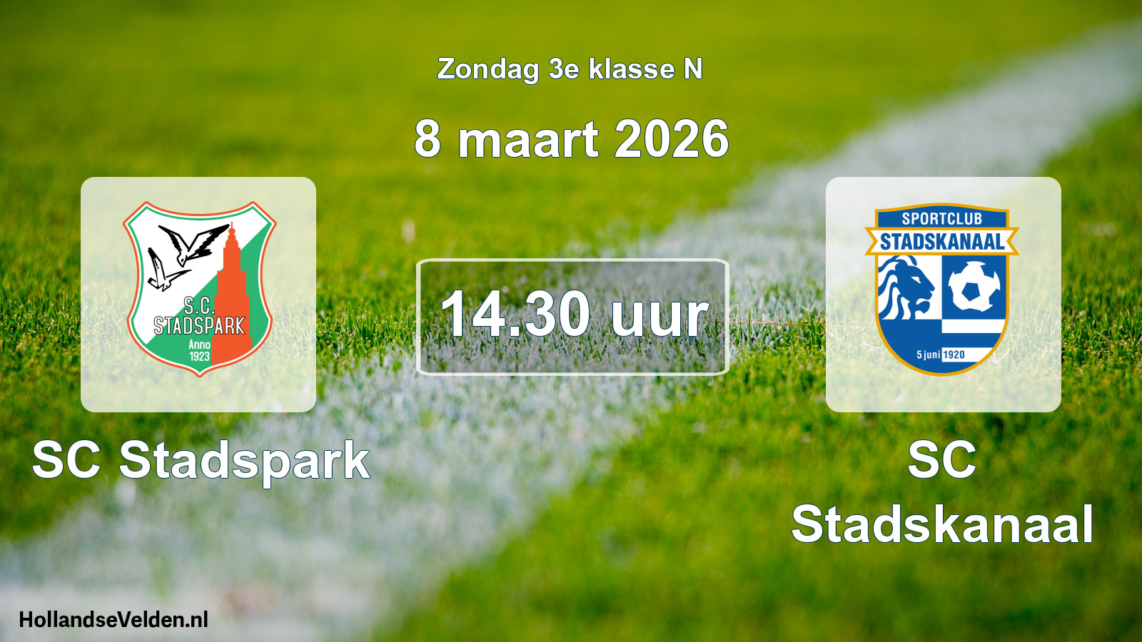 Geplande wedstrijd: SC Stadspark - SC Stadskanaal (8 maart 2026)