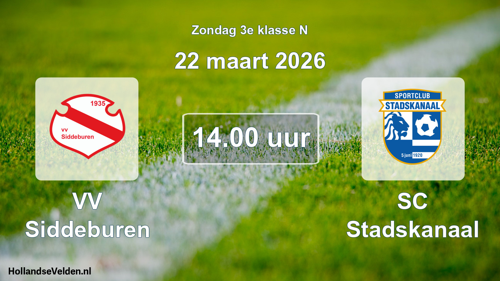 Scheduled Match: VV Siddeburen - SC Stadskanaal (22 March 2026)