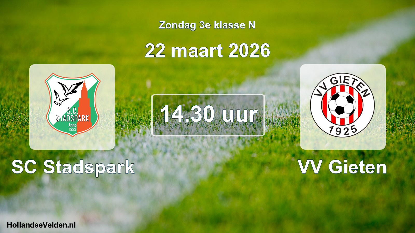 Scheduled Match: SC Stadspark - VV Gieten (22 March 2026)