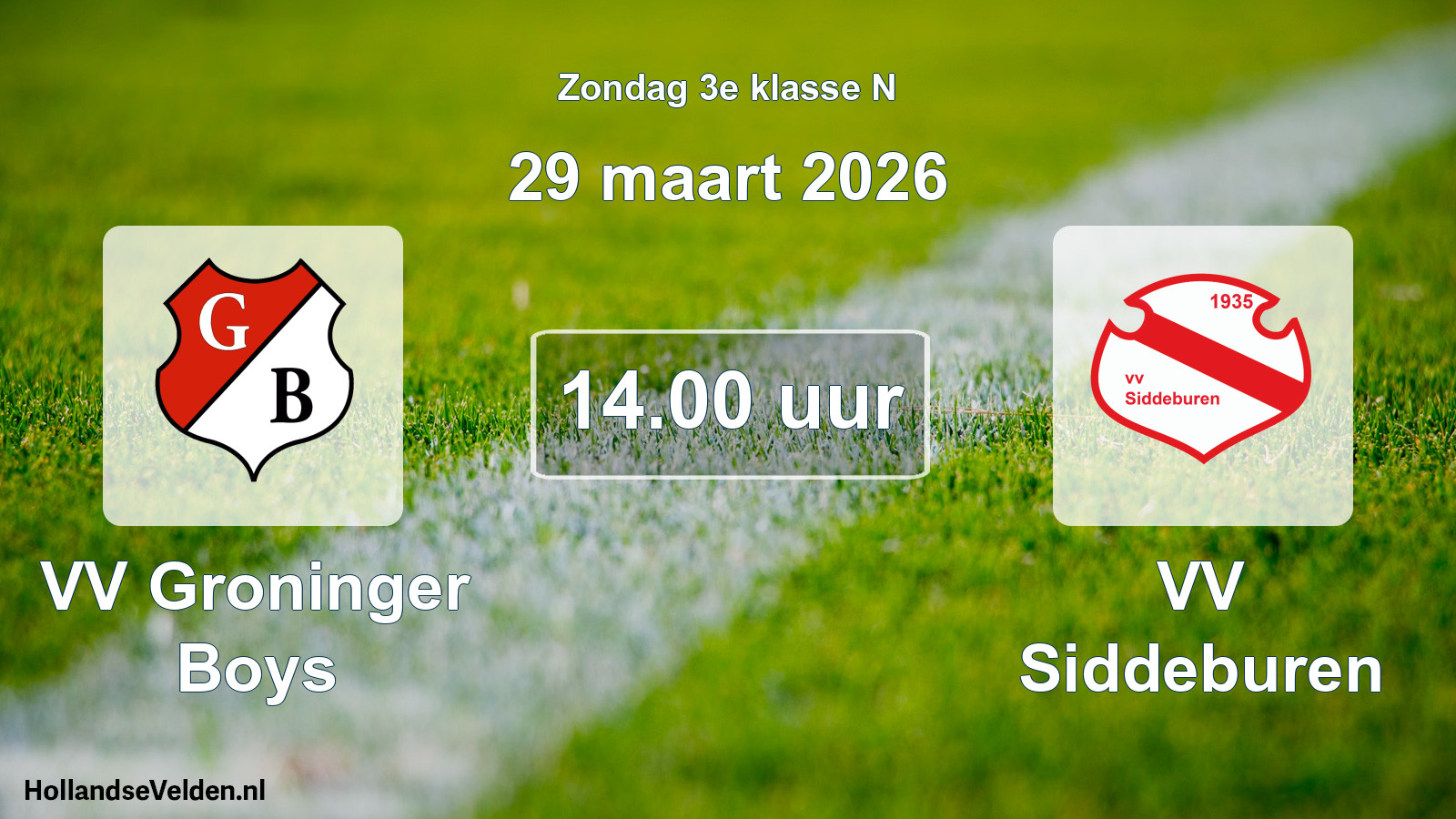 Scheduled Match: VV Groninger Boys - VV Siddeburen (29 March 2026)