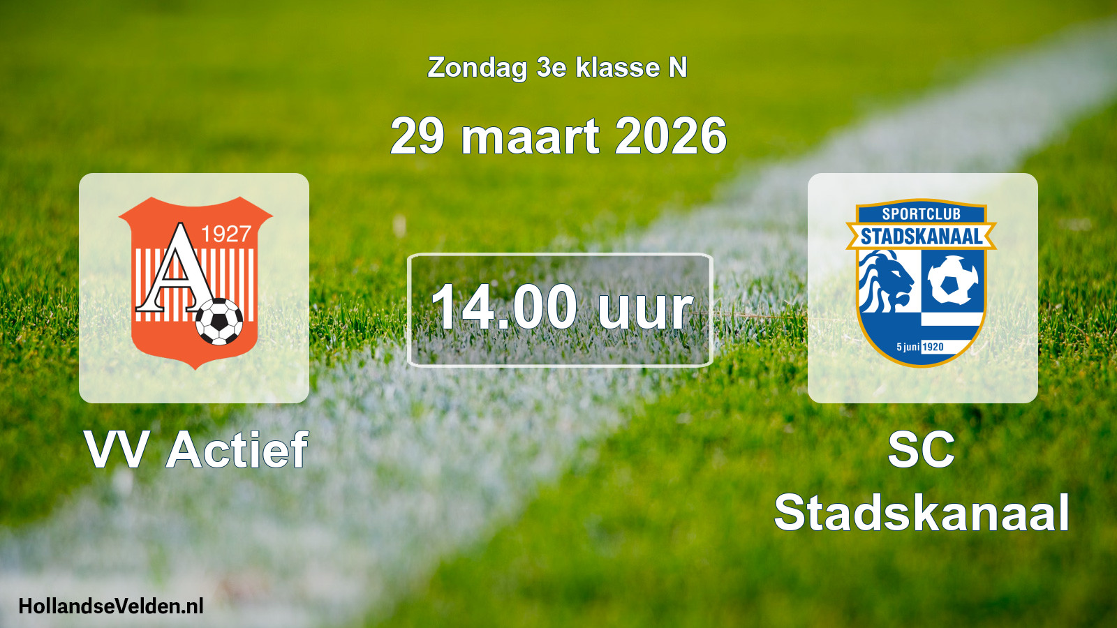 Scheduled Match: VV Actief - SC Stadskanaal (29 March 2026)