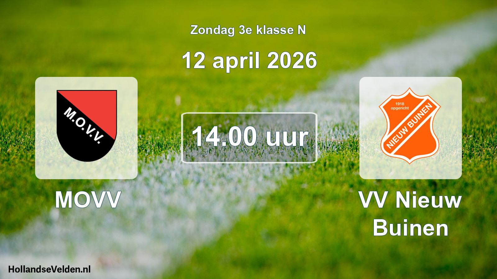 Scheduled Match: MOVV - VV Nieuw Buinen (12 April 2026)