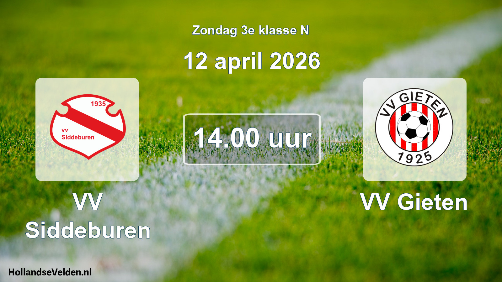 Scheduled Match: VV Siddeburen - VV Gieten (12 April 2026)