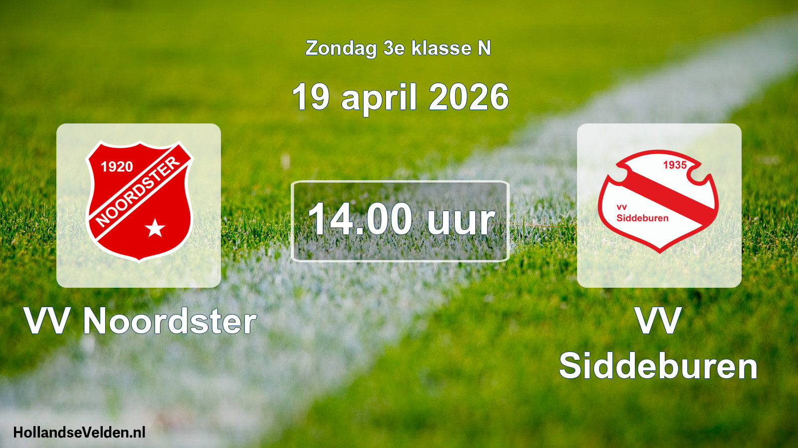 Scheduled Match: VV Noordster - VV Siddeburen (19 April 2026)